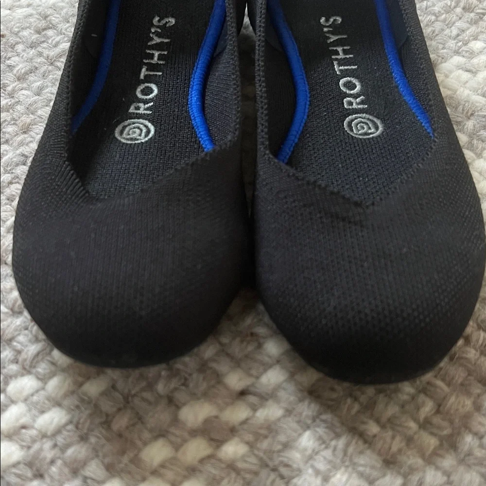 Rothys The Flat Classic Black Round Toe 7 Ballet Comfort Slip On Flexible - Picture 7 of 7